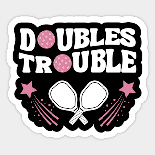 Pink Doubles Trouble Pickleball Partner Tournament Sticker